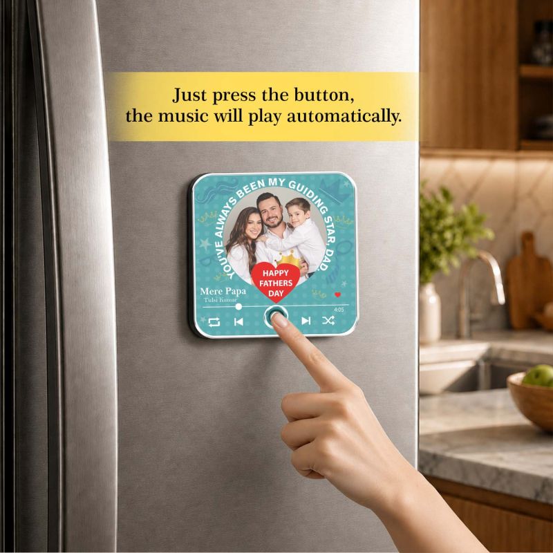 Personalized Musical Fridge Magnet Gift for Papa